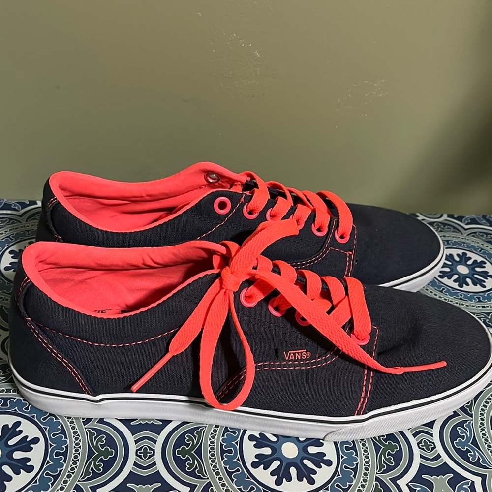 Vans Women's 8.5, Blue Denim and Hot Pink accents and laces